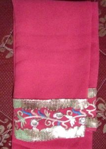 Pink &amp; Gold Sequin Saree