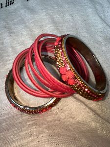 Velvet Pink Bangle Set 🩷