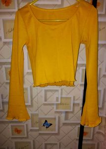 Yellow Long Sleeve Crop Top