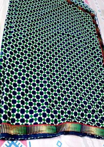 Blue &amp; Green Patterned Saree