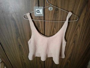 Pink Knit Cropped Tank