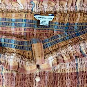 Plaid Tube Top with Buttons