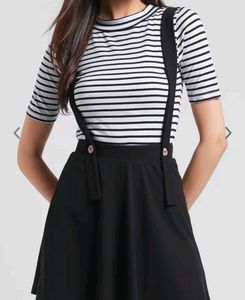 Striped Top & Suspender Skirt Set