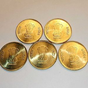 5 Rupee Raindrop Gem UNC Coins for Collection