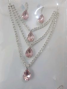 Elegant Pink Crystal Jewelry Set