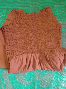 Brown Peplum Top