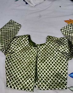 Green &amp; Gold Patterned Blouse