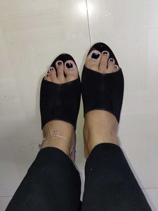 Black Heeled Mules