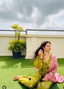 Olive Green Embroidered Kurta Set