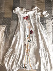 White Embroidered Floral Dress