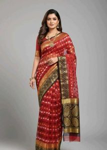 Elegant Red & Gold Saree