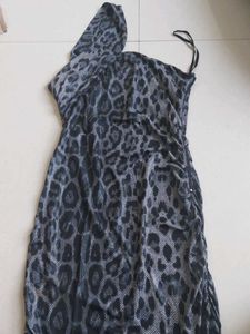 Leopard Print One-Shoulder Dress