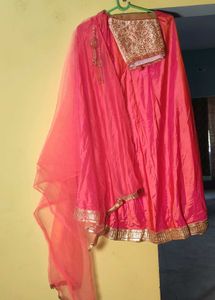 Gorgeous pink satin lehenga