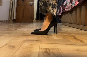 Mango Black Pointed Satin Heels