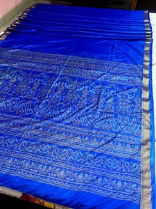 Royal Blue Printed Silk Saree