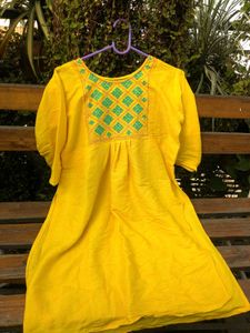 Yellow Embroidered Kurta
