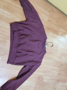 It Is A Cool, Pretty Croped Sweat Shirt ,Maroon