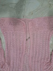 Pink Crochet Cardigan