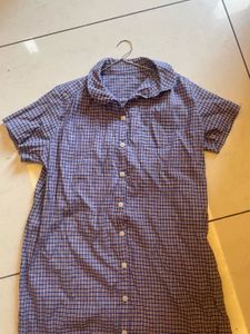 Blue Plaid Short Sleeve Dress