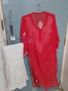 Beautiful Chiffon Red And White Dress