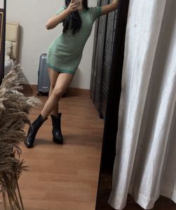 Green Knit Mini Dress