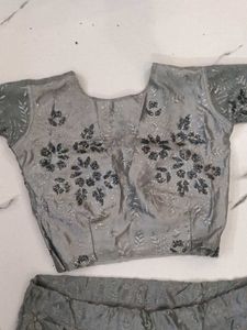 Grey Floral Lehenga Choli Set