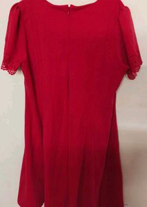 Red Dress with Lace Sleeves