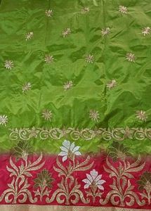 Elegant Green &amp; Red Saree