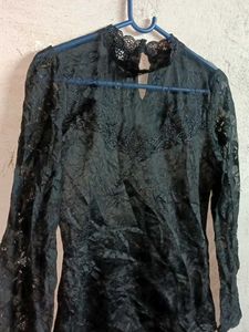 Stylish Ladies Lace Top Layered Black 🖤