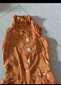 Cute Orange Floral Romper