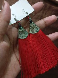 Red Tassel Earrings