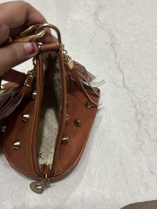 Leather Potli Bag With Tassels
