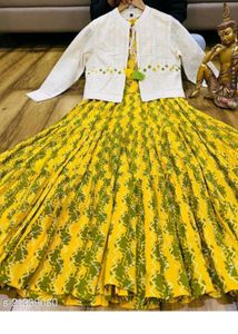 Party Wear Cotton Ankle length Kurti/ Gown with Sc