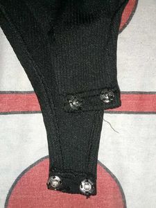 Chic Black Bodysuit With Collar