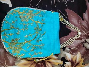 Turquoise Embellished Pouch