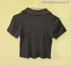 Ribbed Polo Top - Stylish &amp; Trendy