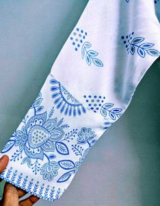 Beautiful White &amp; Blue Kurti
