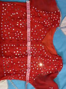 Red Mirror Work Chikankari Short Kurti ❤