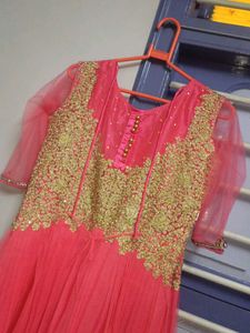 Heavy Worked Semi- Bridal Gown - Pink : L Size