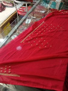 Red Embroidered Saree
