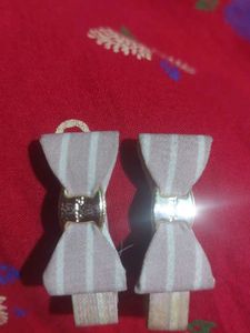 Striped Bow Hair Clips (Set of 2)