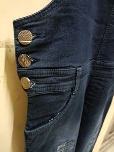 Distressed Denim Overalls