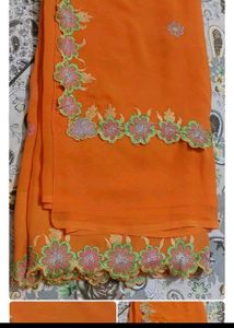 Orange Pure Georgette Saree