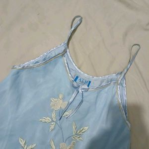 Babydoll Babyblue Coquettecore Satin Top Women