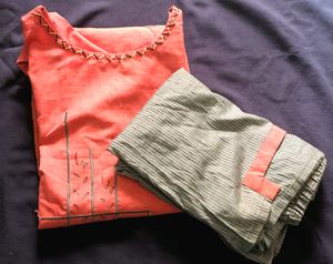 Coral & Grey Salwar Kameez Suit