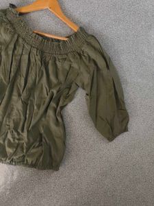 Olive Green Off-Shoulder Top