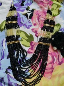Combo Of One Long Necklace &amp; Black Rubber band