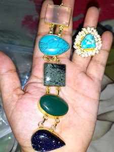 Combo turquoise Gemstone Bracelet &amp; Ring