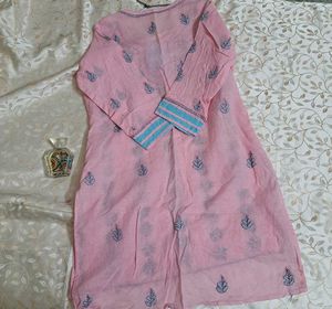 Pink Chickenkari Kurti