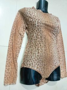 Leopard Print Mesh Bodysuit Free Size M,L